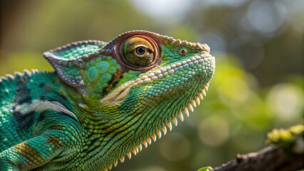 green iguana on a branch