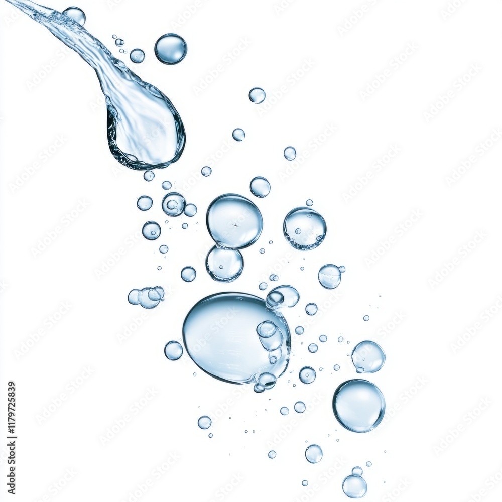 Poster flowing water drop sequence aquatic environment macro shot clear background dynamic view fluid motio