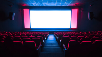 Fototapeta premium Billboard advertising panel with empty space and light projectors isolated over on background 