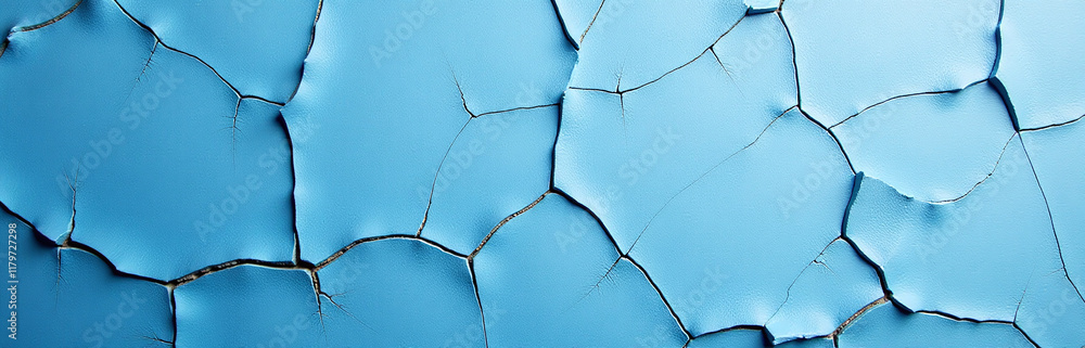 Aufkleber A Blue And White Wall With A Textured Crackled Paint Effect Serves As A Unique And Distinctive Background Element. 00003