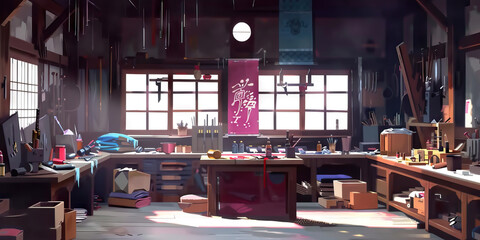 Fototapeta premium Interior View of a Japanese-Style Workshop