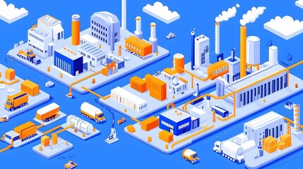 Fototapeta premium Supply Chain Dynamics, a detailed diagram illustrating the interconnected flow of materials, information, and processes in a supply chain system