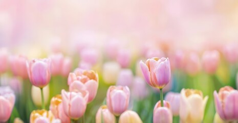 Obraz premium Hermoso fondo primaveral con flor de tulipán, primer plano, colores pastel, fotografía de alta resolución, increíblemente detallada.