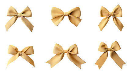 A Collection of Elegant Golden Bows for Decorative and Crafting Purposes in Various Arrangements and Styles