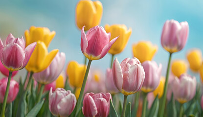 Hermoso fondo primaveral con flor de tulipán, primer plano, colores pastel, fotografía de alta resolución, increíblemente detallada.