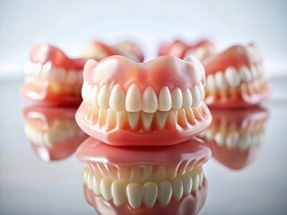 Fototapeta premium Long Exposure Photo of False Teeth on White Background - Dental Prosthetics