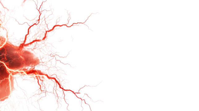 Abstract representation of electric energy bursts with vibrant red and orange streaks against a black background