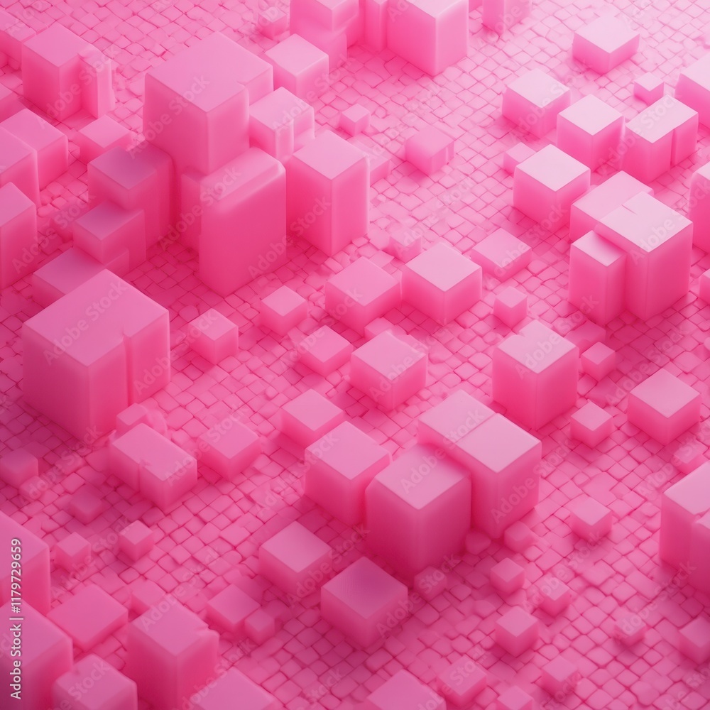 Poster pink cube pattern