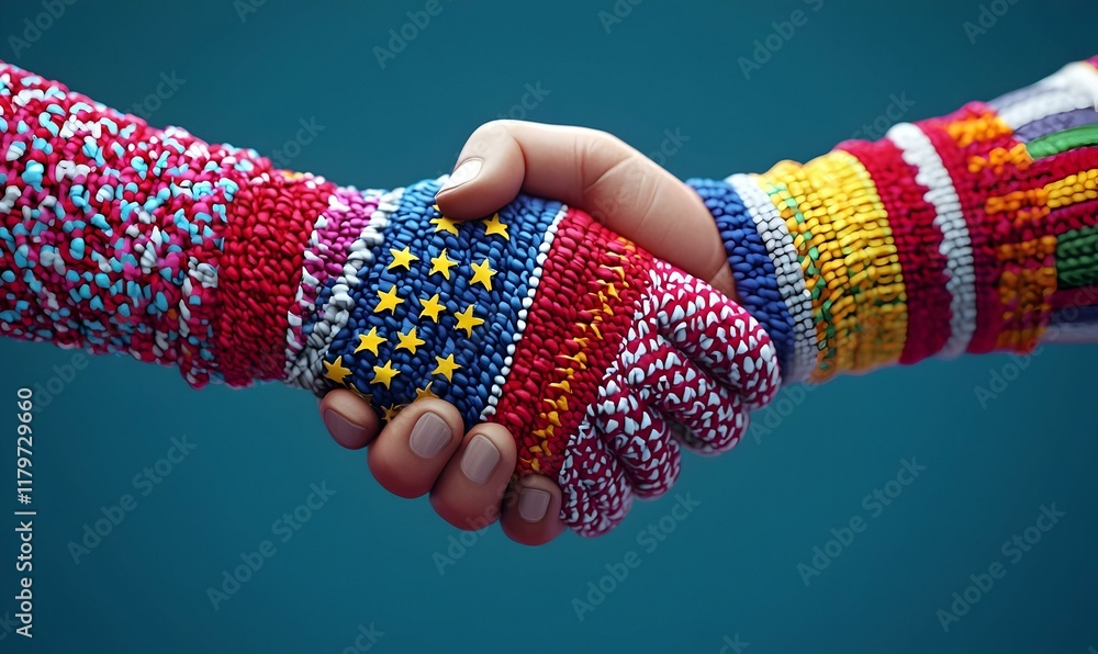 Aufkleber stylized 3d handshake, an artistic representation symbolizing collaboration and unity, showcasing in