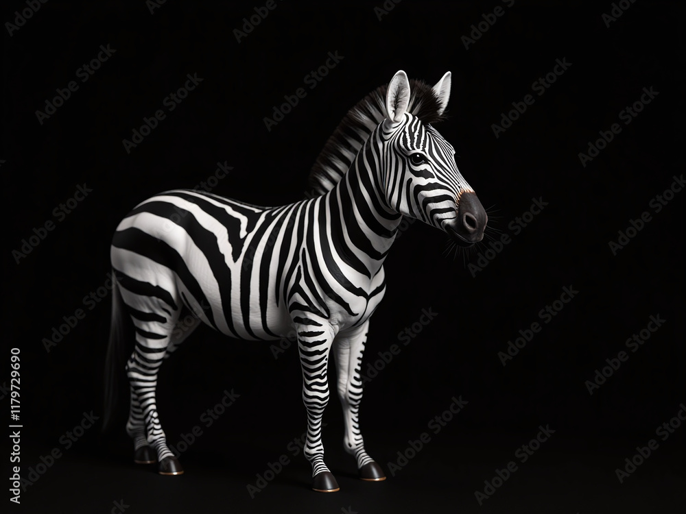 Aufkleber A Black And White Zebra Photograph Sits On A Solid Black Background Creating A Simple Yet Striking Visual Effect Instantly. 00002