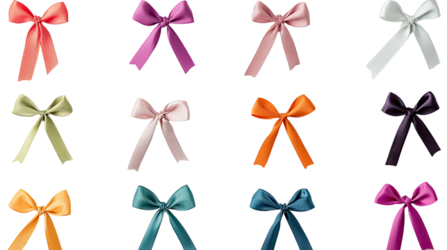 Collection of Colorful Satin Ribbons in Various Shades and Styles for Gift Wrapping and Decoration Purposes
