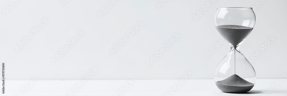 Poster A Black And White Image Of An Hourglass In A Minimalist Copy Space On A Plain Background. 00001