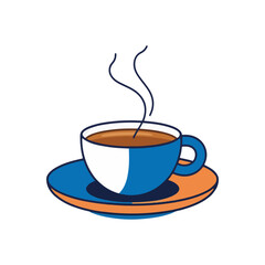 Elegant Coffee Cup Illustration for Branding,Blue Coffee Cup with Steam Flat Vector Illustration