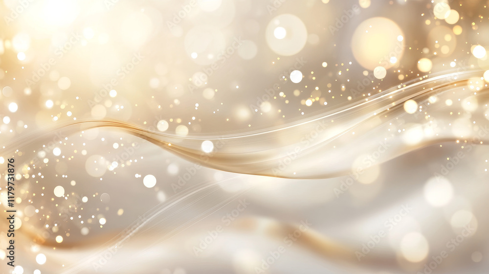 Poster light lines motion effect. abstract white waves with blur, sparkles and bokeh. luxury bright curve l