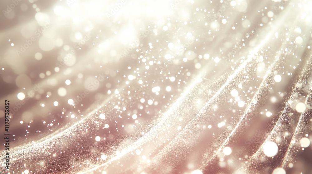 Poster light lines motion effect. abstract white waves with blur, sparkles and bokeh. luxury bright curve l