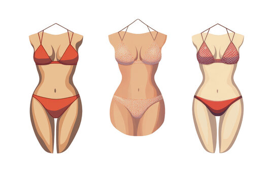 Women��s bikini flat vector illustration. Stylish swimwear design for fashion. PNG transparent background.