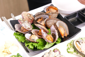 Korean seafood food. Steamed clams