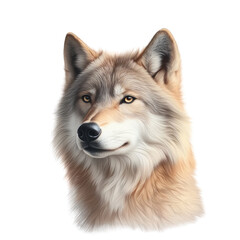 Fototapeta premium Realistic portrait of a majestic wolf with detailed fur texture and expressive eyes in a natural setting, showcasing wildlife beauty