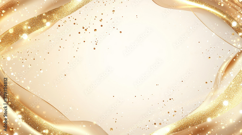 Poster golden shiny frames with dust isolated on a transparent background. vector illustration of a gold ri
