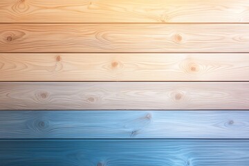 Fototapeta premium Seamless wooden texture with a gradient from natural to blue tones, ideal for backgrounds, design elements, and creative projects requiring a rustic yet modern feel.