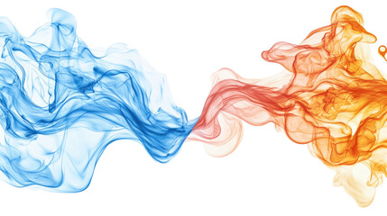 Fototapeta premium Colorful Blue and Orange Smoke Waves Blending Together in a Dramatic and Artistic Visual Display