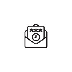 Password reset email. Email with password and timer icon. Represents temporary access or reset link. Secure password delivery via email. Time-limited for security.