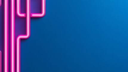 Pink Neon Lines Against a Blue Background
