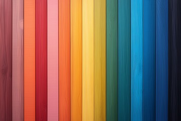 Obraz premium Vibrant wooden planks in a rainbow spectrum create a stunning visual display, perfect for design inspiration and creative projects