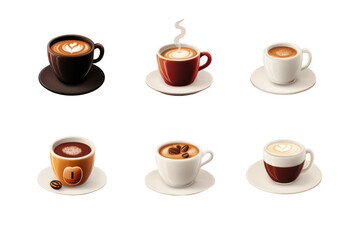 Obraz premium Realistic Vector Coffee Icons Set: A set of highly detailed, vector-based coffee icons, perfect for beverage or caf�� designs. Transparent background.