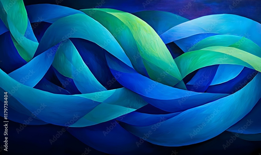 Poster interconnected realms, an abstract painting showcasing vibrant colors and fluid forms that symbolize