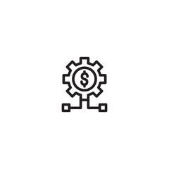 Dollar gear. Gear with dollar sign. Represents financial processes, mechanisms, or systems. Financial processes. Gear with dollar sign for monetary operations.