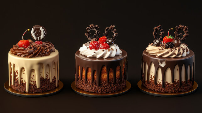 Cartoon game cake dessert match 3 bakery asset set. Variety of isolated chocolate sweet snack slice with cream design for restaurant or confectionary shop menu. Png pastry with glaze pack elements