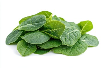 Fototapeta premium Fresh arugula leaves stacked on white background