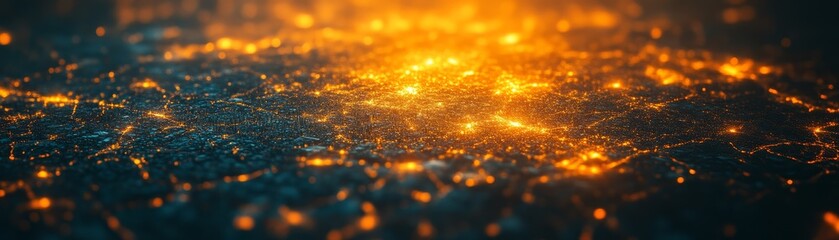 A vibrant, abstract representation of interconnected nodes and glowing lights, suggesting a digital network or cosmic scene.