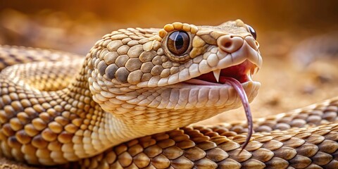 Fototapeta premium A 19th-century style engraving: Mojave rattlesnake, high-angle, long exposure.