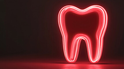 Fototapeta premium Neon dental art display highlights the importance of oral hygiene in a creative way