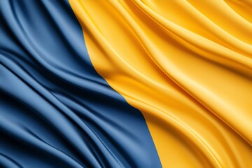 A close-up of a vibrant, textured flag featuring bold blue and yellow colors, symbolizing national pride and identity. Ideal for cultural, educational, or thematic representation.