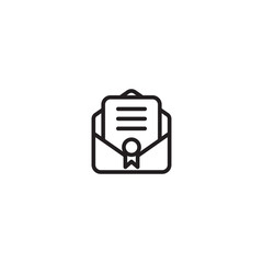 An open envelope icon containing a document with a seal. Represents official correspondence, important documents, or certified mail. Simple line art style.