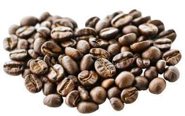 Fototapeta premium Heart Shape Coffee Beans for Coffee Lovers Isolated on transparent background