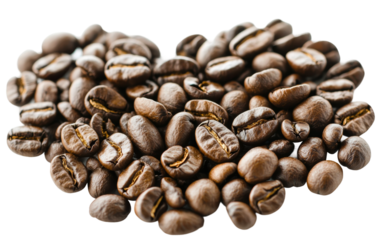 Heart Shape Coffee Beans for Coffee Lovers Isolated on transparent background