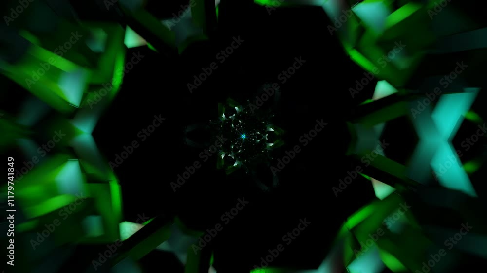 Poster seamless neon geometry animation with pulsating light waves