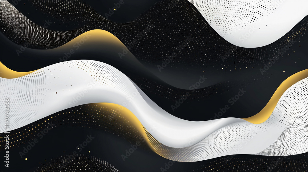 Aufkleber this image shows a fluid and dynamic pattern of black and white wavy lines giving a sense of motion 
