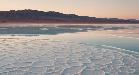 A vast salt flat stretching across the desert creating a surreal landscape