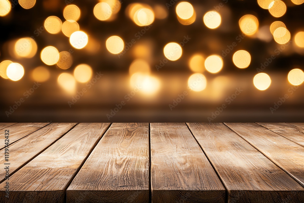 Poster a rustic wooden table in the foreground with soft focus warm bokeh lights creating a cozy and inviti