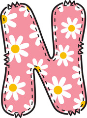 Cute Daisy Alphabet N
