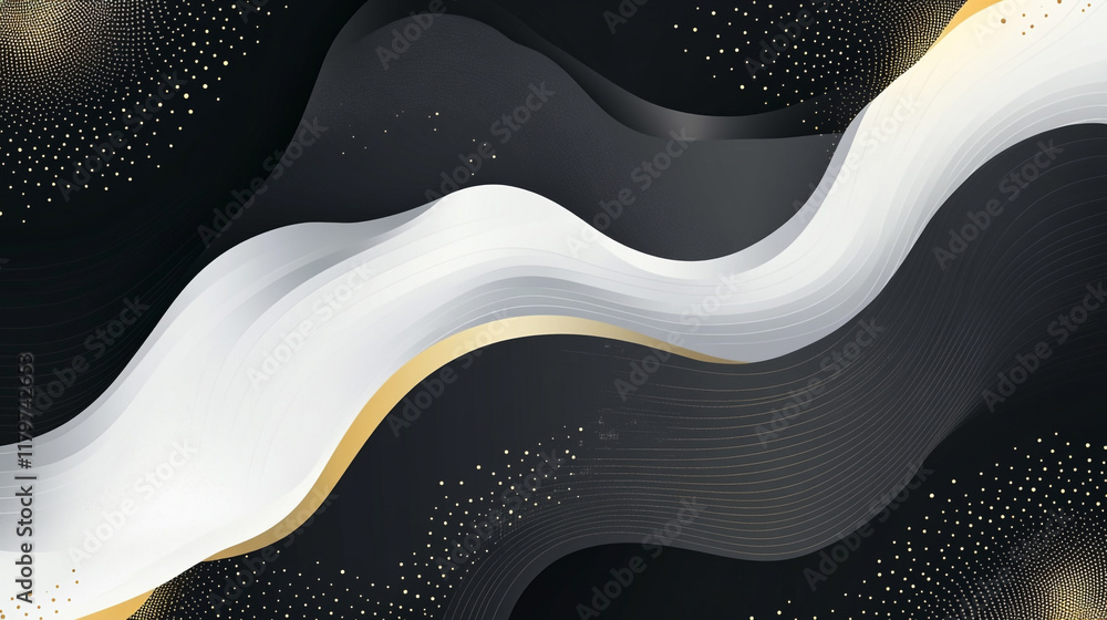Poster fluid black and white gradient creating a seamless and elegant background. white swirling abstract w