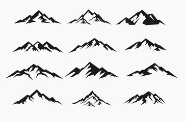 Silhouette Mountains Range Bundle Vector Design Graphic. Tree, Adventure, Travel, Outdoor, Nature Design Logo.