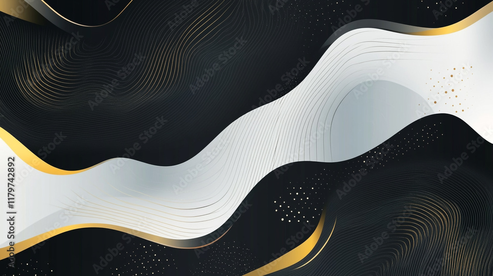 Poster fluid black and white gradient creating a seamless and elegant background. white swirling abstract w