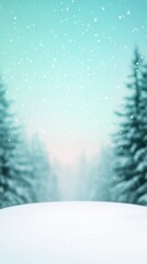 Obraz premium Mystical Northern Lights Illuminating Snowy Forest with Blurred Path in Winter Night Wonderland