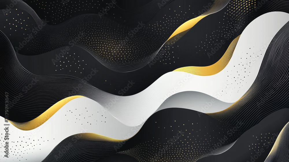 Poster fluid black and white gradient creating a seamless and elegant background. white swirling abstract w